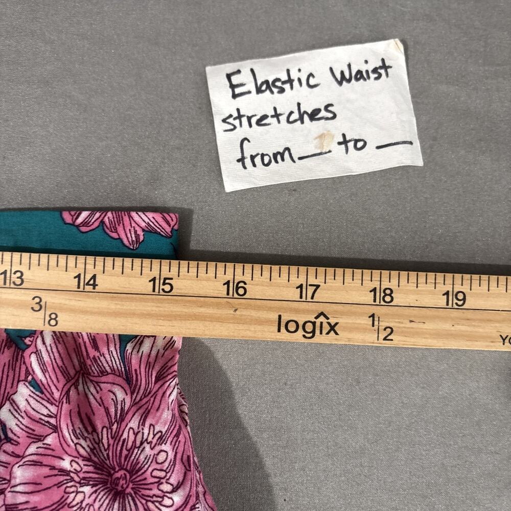 Abel The Label Drop Waist Skirt Size Large Teal Pink Floral Maxi Resort Summer - Picture 10 of 13